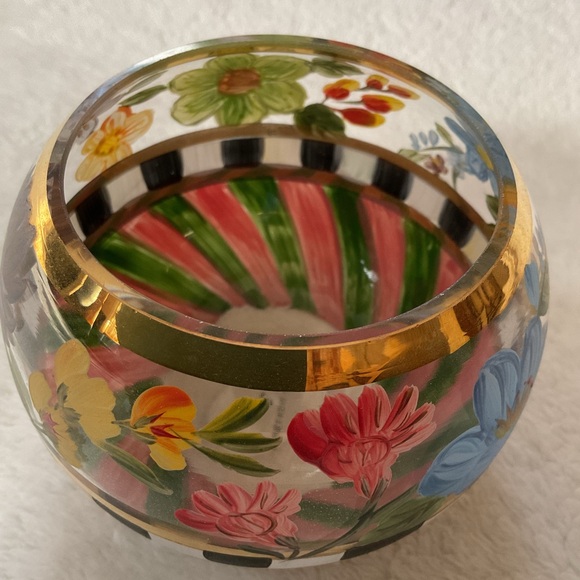 MacKenzie-Childs Hand-Painted Flower Market Glass Globe Vase/Candle Holder - Picture 4 of 14
